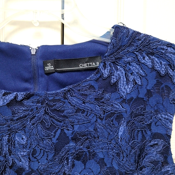 🔥 Chetta B Navy lace sheath dress, Size 10 - Picture 4 of 10